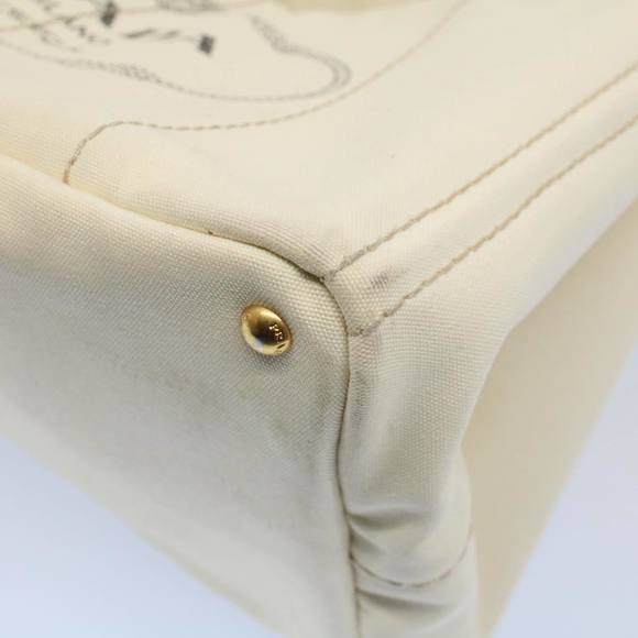 PRADA Canapa MM Hand Bag Canvas White Auth bs8562 - Picture 9 of 16